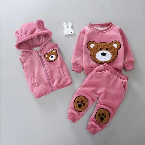 Ropa Conjunto Térmico 3 Piezas Bebé Niño Niña Invierno Felpa