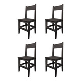 Combo 4 Sillas Comedor Living Estilo Moderno Madera Sajo Estructura De La Silla Negro Asiento Negro