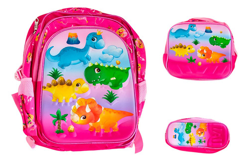 Kit Mochila Escolar Infantil C/ Lancheira Térmica E Estojo