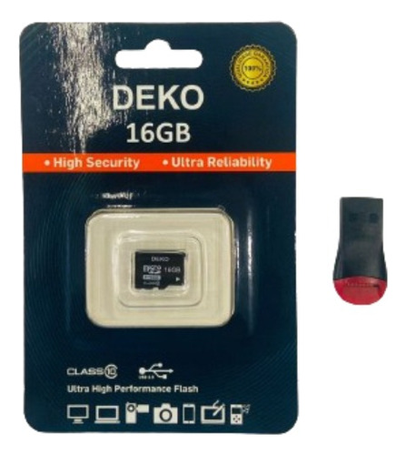 Cartão De Memória 16gb Micro Sd Deko C/adaptador Usb