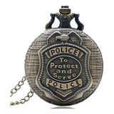 Reloj Bolsillo Policia Escudo Vintage Unisex + Estuche