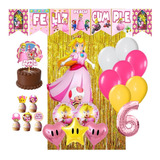 Combo Full Globos Feliz Cumple Princesa Peach