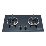 Encimera A Gas 2 Platos Cocina De Vidrio Con Chispero Negro