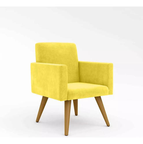 Poltrona Nina Suede Amarelo Para Sala Decoração