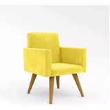 Poltrona Nina Suede Amarelo Para Sala Decoração