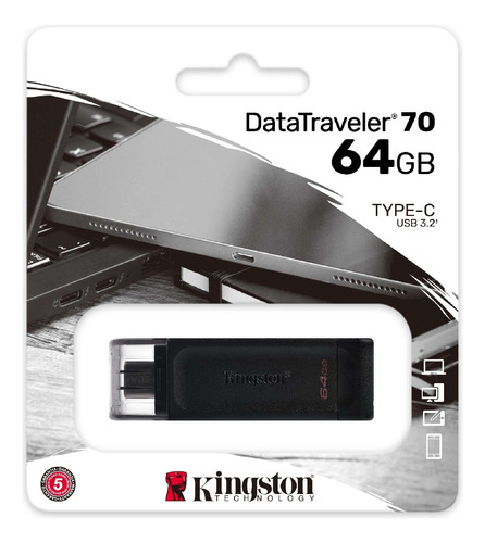 Pendrive Kingston Datatraveler 70 Dt70 64gb 3.2 Gen 1 Usb-c