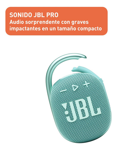 Bocina Altavoz Ultraportátil Jbl Clip 4 Bluetooth Turqueza Color Turquesa