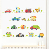 Vinilo Decorativo 3d Coches Animales De Pared De Niño Y Bebé