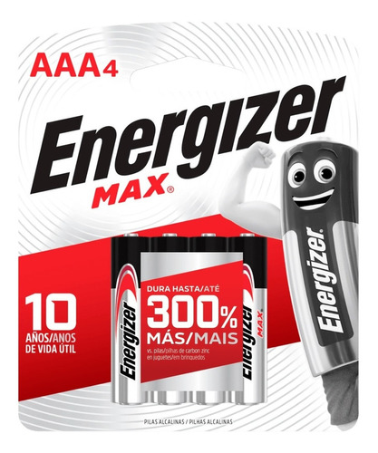 4 X Pilas Aaa Energizer Max E92 Pilas Alcalinas 1.5v