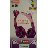 Audífonos Oreja De Gato Led Diadema Bluetooth 5.0 Mp3 Morado