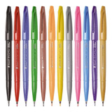  Pincel Pentel Touch Sign Pen Desenho 12 Brushs