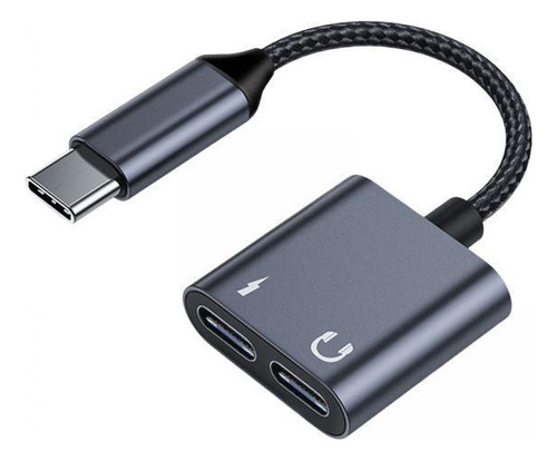 5 Adaptador De Audio Usb Tipo C 2 En 1 Doble Tipo C