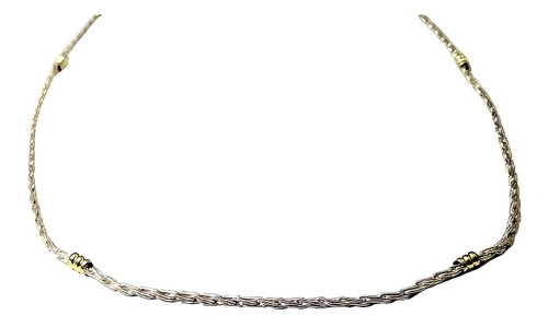 Cadena Cordon Maciza De Hombre En 60cm Plata 925 Y Oro