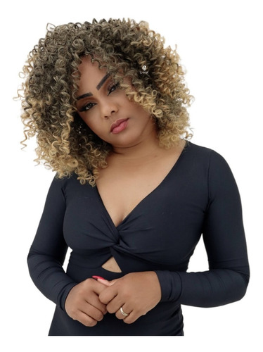 Peruca Wig Cacheada Afro Curta 100% Fibra Orgânica Premium