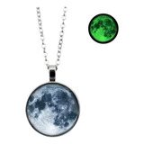 Collar Luna Azul 25 Mm Brilla Fluo Fluorescente Verde