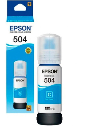 Botella Epson Ecotank T504 Cyan 70ml L4150 L6191 L4160