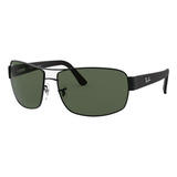 Óculos De Sol Ray-ban Rb3503 Large Armação De Metal Cor Matte Black, Lente Green Clássica, Haste Matte Black De Metal