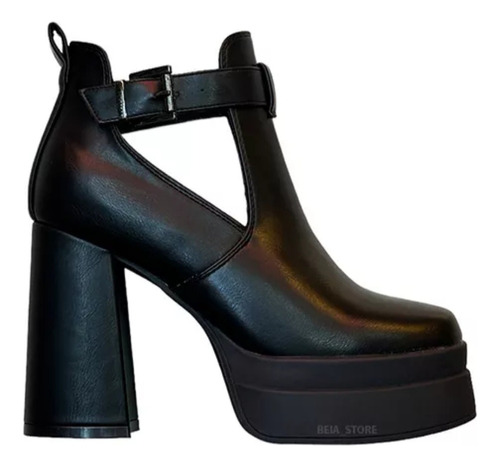 Botin De Mujer Ecocuero Negro Plataforma 