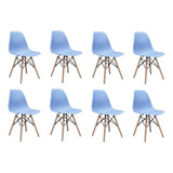 Conjunto 8 Cadeiras Eiffel Pp Base Madeira Azul Bali Ac