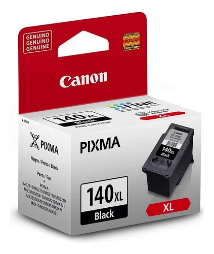 Cartucho De Tinta Original Canon Pg-140xl Pg140xl Preto 11ml