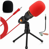 Micrófono De Condensador Con Divisor De Audio Y Trípode Anti
