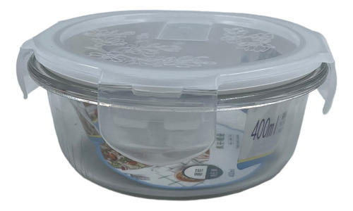 Contenedor Taper Alimentos Hermético Vidrio Redondo 400ml