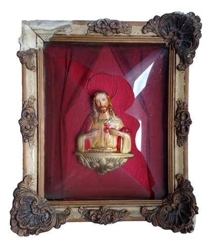 Cuadro De Jesús 39x23 Cm Vintage (a Restaurar)