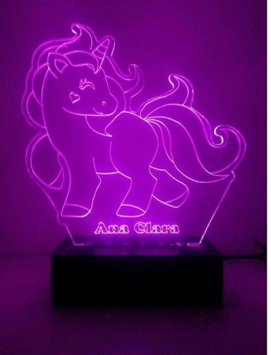 Luminária Unicórnio Led Personalizada Com Seu Nome