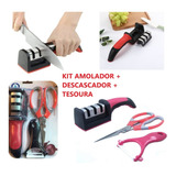 Kit Cozinha Descascador + Amolador 3 Níveis + Tesoura