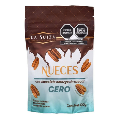 Nueces Con Chocolate Amargo Sin Azucar La Suiza 100g