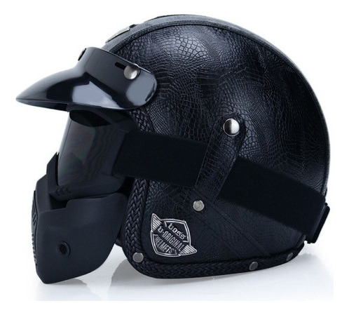 Chopper Casco Abierto Moto Poligonious Negro