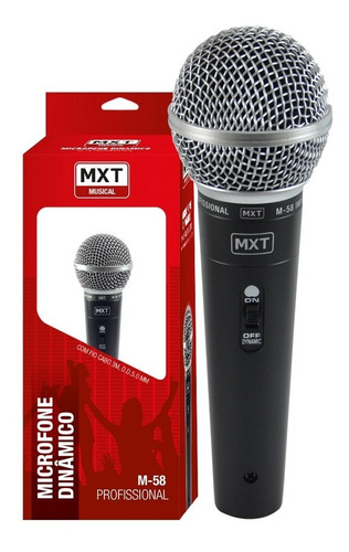 Microfone M-58 Metal Mxt Profissional C/cabo 3 Metros
