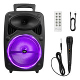 Parlante Portátil Bluetooth Usb Luces Led + Micrófono Karaoke Pendrive Mp3 Música Fuerte Batería Recargable Fiesta