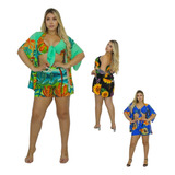 Saída De Praia Conjunto 3 Peças Kimono + Short + Top 