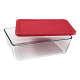 Recipiente P/ Alimentos Pyrex, Vidrio Tapa Roja Rectangular