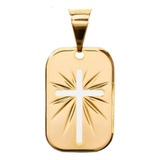 Pingente Medalha Cruz Vazada Diamantada Banhada A Ouro 19k