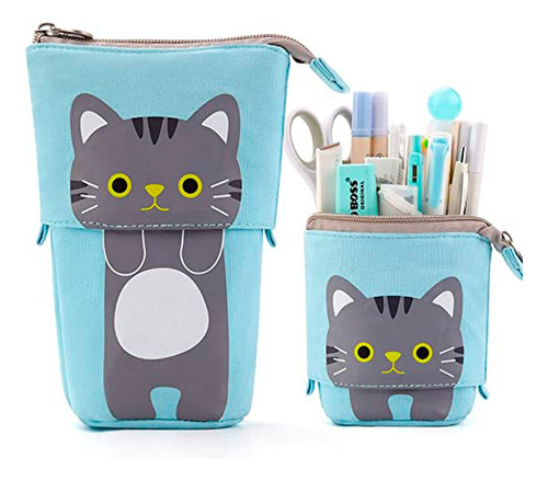 Estuche Escolar Retráctil Gatito Kawaii 2 En 1