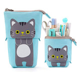 Estuche Escolar Retráctil Gatito Kawaii 2 En 1