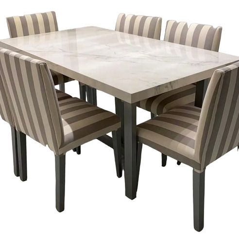 Juego Comedor , Sillas Vestidas Lino + Mesa Con Tapa Dekton