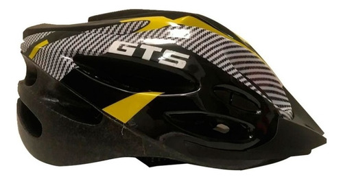 Capacete Com Sinalizador Led Ciclismo Bike Preto Gts Cor Amarelo/preto Tamanho M-52 Ao 58cm