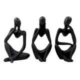 Trio Estátua Pensador Escultura Enfeite Estante Sala Resina