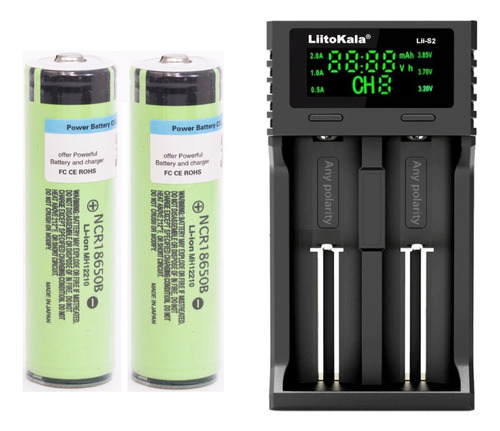 Kit Cargador Y Baterias Protegida Para Linterna Ncr18650b