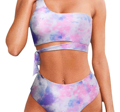 Traje De Baño Mujer Bikini Playa Correas Un Hombro Halter