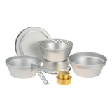 Kit Cocina Portátil Camping Estufa Alcohol Olla Sartén Utens