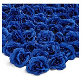 Rosas Artificiales De Seda  Realistas 7.6cm Azul X50u