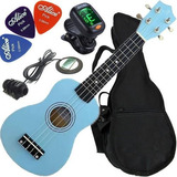 Kit Ukulele Eletroacústico Andaluz Azul Soprano Uks-01 Lb