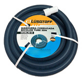 Manguera Monocolor Lusqtoff 30 Mts 1 1/2 Pileta Piscina Color Azul Y Negro