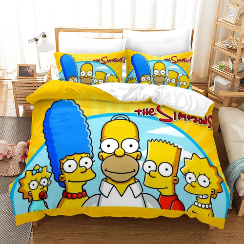 Juego De Cama Con Funda De Edredón De Los Simpson, Cama Dobl