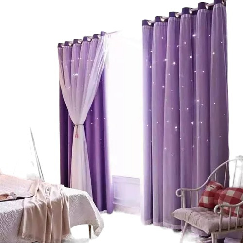 Cortinas Tela Visillos Con Estrella Destello 150x240 2 Paños