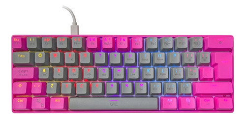 Teclado Mecanico 60% Anime Gris Rgb Teclas Usb-c